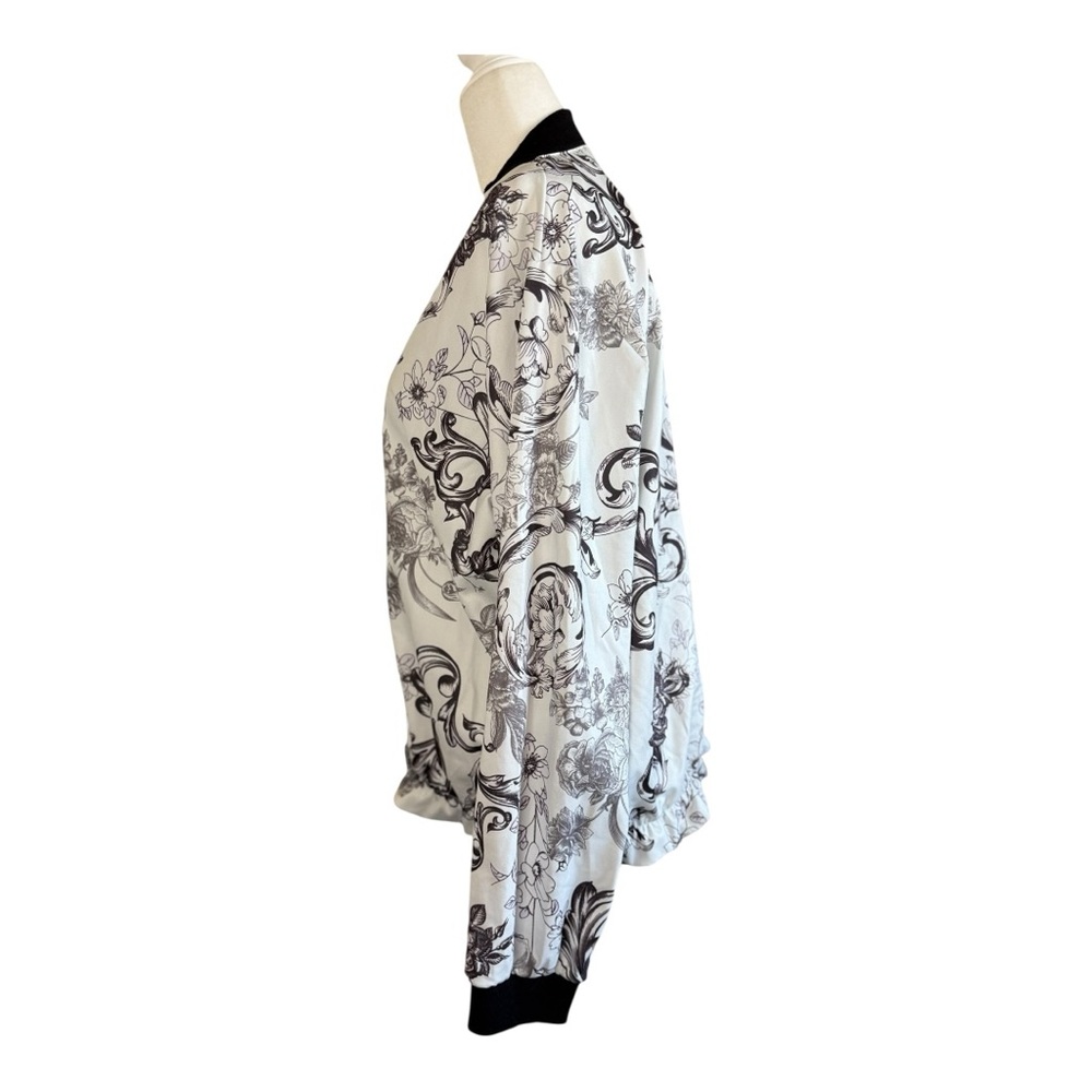 Black and White Patterned Bomber Jacket - image 4